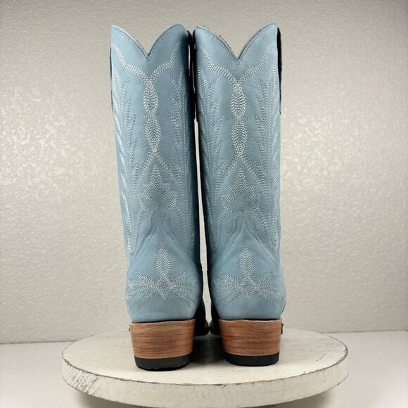 Lane LEXINGTON Powder Blue Cowboy Boots Womens 7 Leather Western Snip Toe Tall - Picture 3 of 11